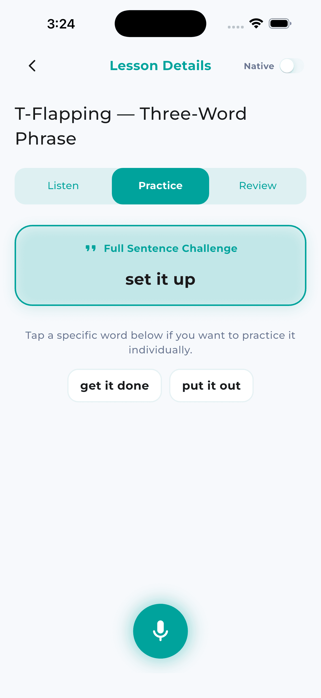 Lahja Practice tab